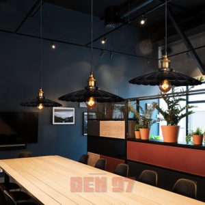 Đèn thả hình lá sen đui đồng D25cm trang trí quán cafe cực chất Hà Nội