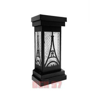 Đèn vách sắt ốp kính hoa văn tháp Eiffel trang trí cổng