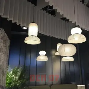 Đèn chùm vải trang trí không gian sảnh khách sạn 3 kiểu phối hợp